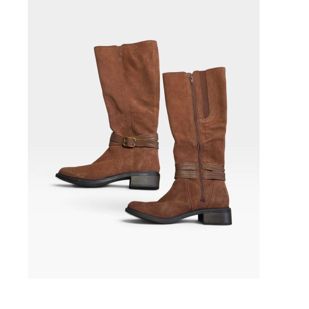 Clarks Maye Shine Brown Suede Knee High Boots Women's 9
